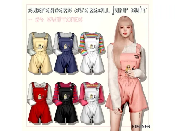 Alpha [RIMINGs] Suspenders Overroll Jump Suit - The Sims 4 Custom Content
