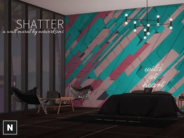 Alpha netsims shatter wall mural - The Sims 4 Custom Content