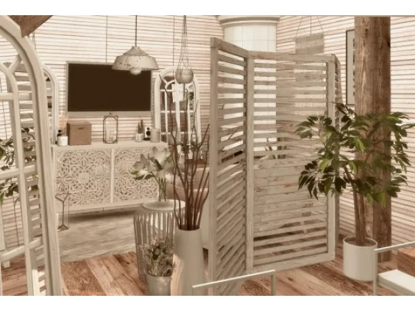 Alpha Boho KitchenLiving Area - The Sims 4 Custom Content