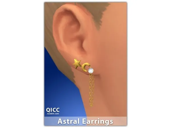 Alpha Astral Earrings by QICC - The Sims 4 Custom Content