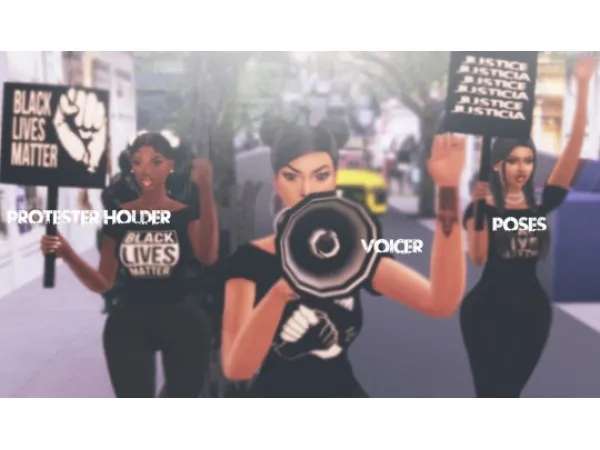 Alpha BLACK LIVES MATTER PROTESTS SET by BADGALKATZHA - The Sims 4 Custom Content