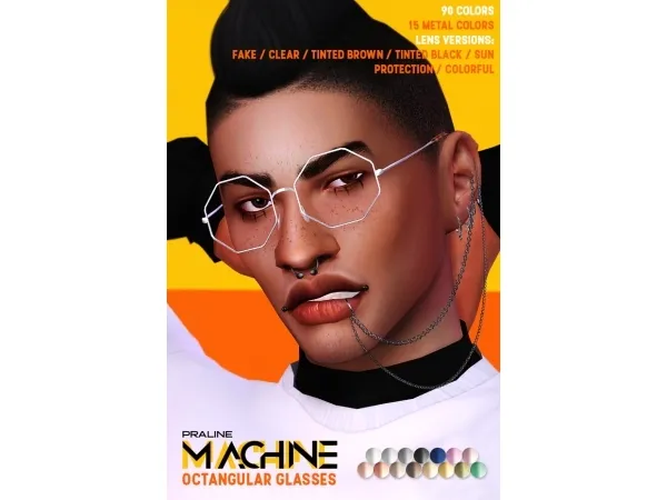 Maxis Match MACHINE Octangular Glasses by Pralinesims - The Sims 4 Custom Content