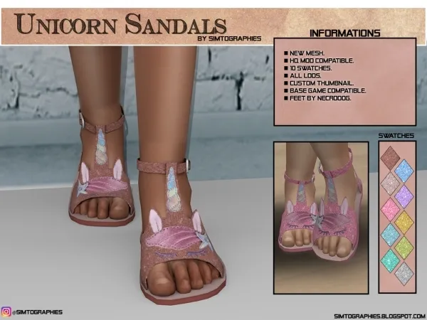 Alpha Unicorn Sandals - The Sims 4 Custom Content