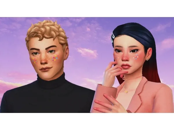 Alpha Pride Stars Facepaint simmer by nekochan - The Sims 4 Custom Content