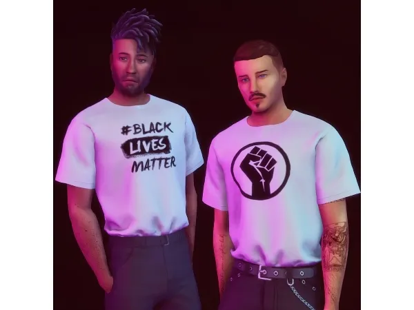 Alpha BLACK LIVES MATTER MATCHING TEES recolor by ohsosims - The Sims 4 Custom Content