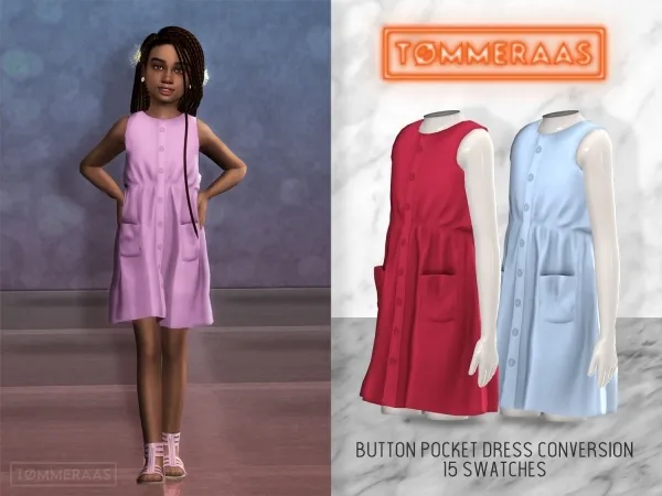 Alpha TØMMERAAS Button Pocket Dress Conversion (14) by tommeraas - The Sims 4 Custom Content