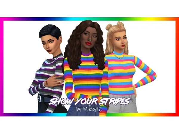 Alpha Show Your Stripes Pride top - The Sims 4 Custom Content