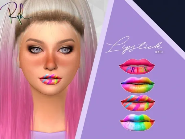 Alpha RobertaPLobo's Lipstick RPL03 Pride - The Sims 4 Custom Content