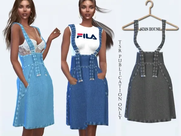Alpha Sims House's Denim Skirt with Spaghetti Straps - The Sims 4 Custom Content
