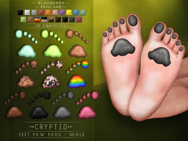 Alpha Blahberry Pancake Cryptid Feet Paw Pads MALE - The Sims 4 Custom Content