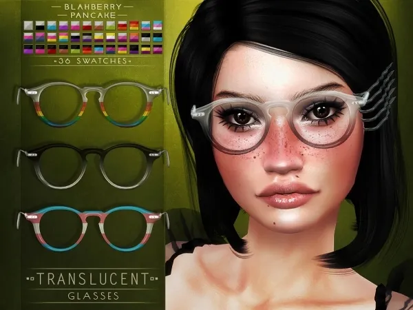 Alpha Blahberry Pancake Translucent Glasses (unisex) - The Sims 4 Custom Content