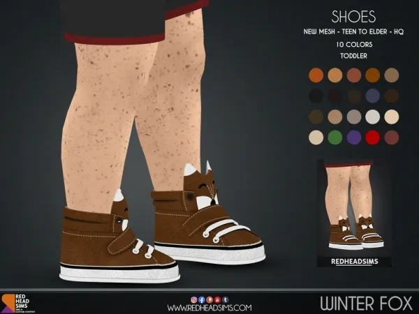 Alpha WINTER FOX SHOES TODDLER - The Sims 4 Custom Content