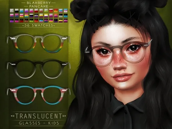 Alpha Blahberry Pancake Translucent Glasses KIDS - The Sims 4 Custom Content