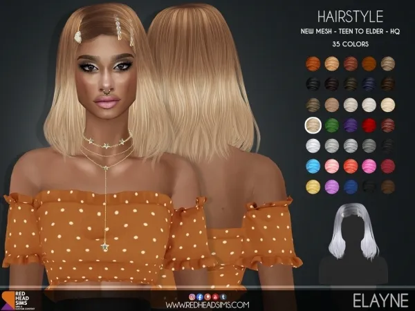 Alpha ELAYNE HAIR - The Sims 4 Custom Content