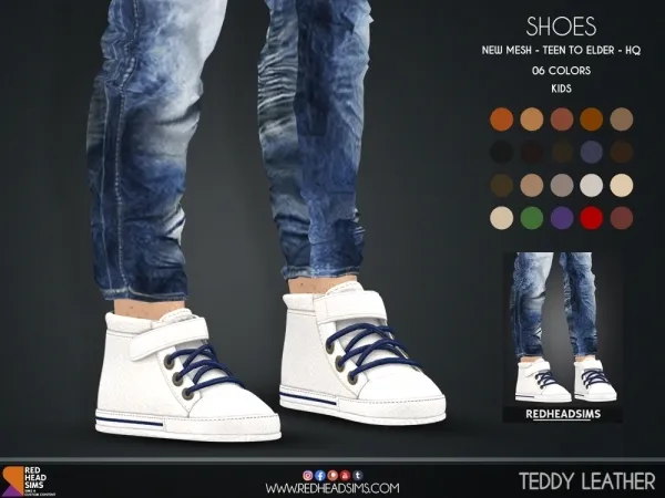 Alpha TEDDY LEATHER SHOES KIDS - The Sims 4 Custom Content