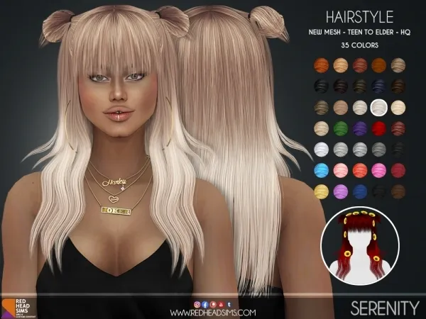 Alpha SERENITY HAIR by redheadsims - The Sims 4 custom content