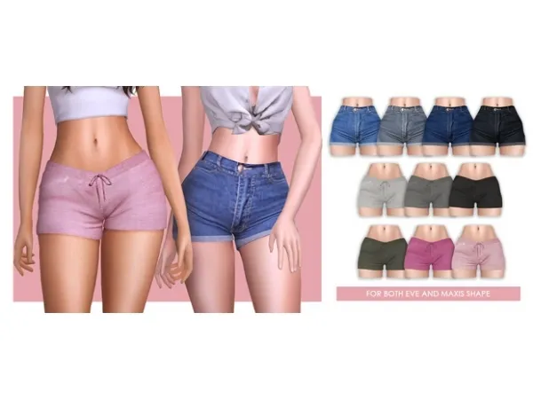 Alpha EVE Simple Shorts Set by simsfinds - The Sims 4 Custom Content