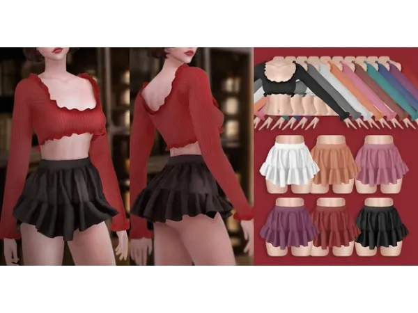Mix EVE Ruffles Set by simsfinds - The Sims 4 Custom Content