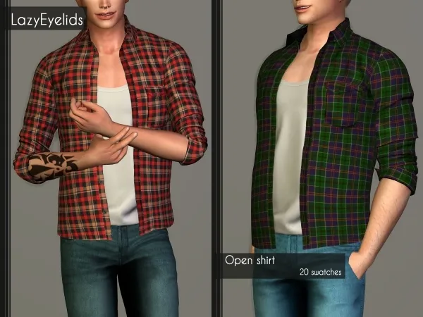 Alpha Open shirt by lazyeyelids - The Sims 4 Custom Content