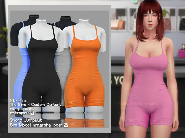 Alpha Short Jumpsuit by nitropanic - The Sims 4 Custom Content