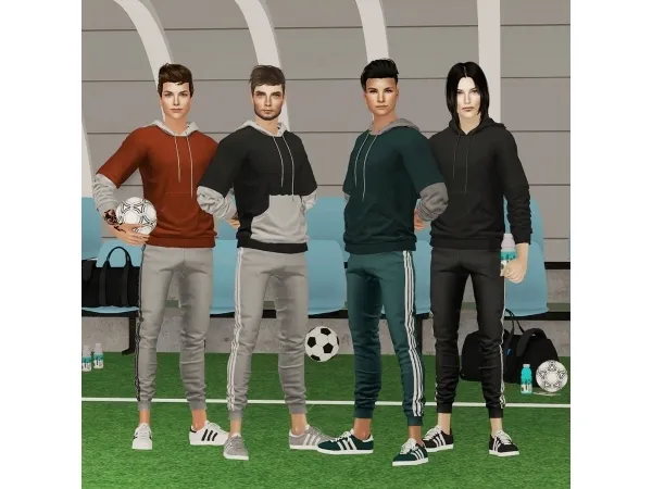 Sims 2 Alpha  CC: Slim Fit Joggers&Layered Sleeve Hoodie by nikaonishko