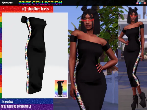 Alpha Lynxsimz OffshoulderDress - The Sims 4 Custom Content