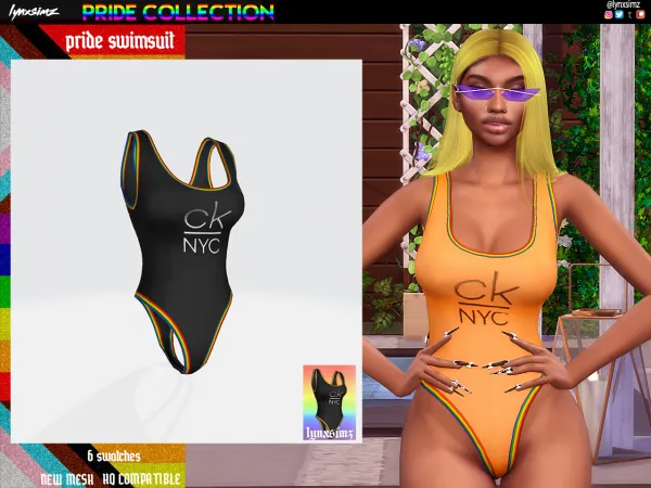 Alpha Lynxsimz PrideSwimsuit - The Sims 4 Custom Content