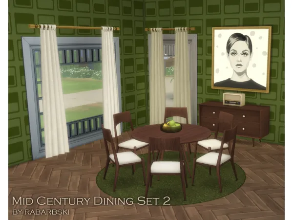 Alpha Mid Century Dining Set 2 - The Sims 4 Custom Content