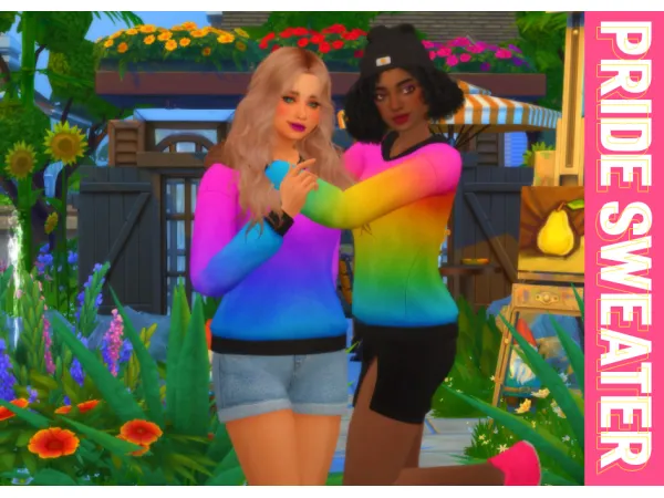 Alpha Pride Sweater (F M) Liner pixels by daisy - The Sims 4 Custom Content