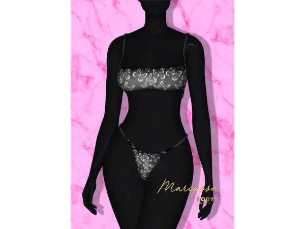 Alpha Mariposa Bikini Additional Mari Top Option by bodybyvasquez - The Sims 4 Custom Content