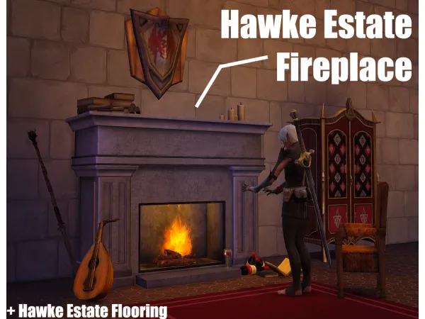 Alpha Hawke Estate Fireplace Flooring - The Sims 4 Custom Content