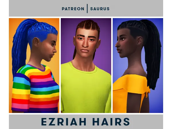 Maxis Match Ezriah Hairs by saurussims - The Sims 4 Custom Content