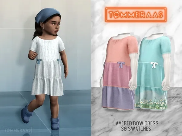 Alpha TØMMERAAS Layered Bow Dress (15) - The Sims 4 Custom Content