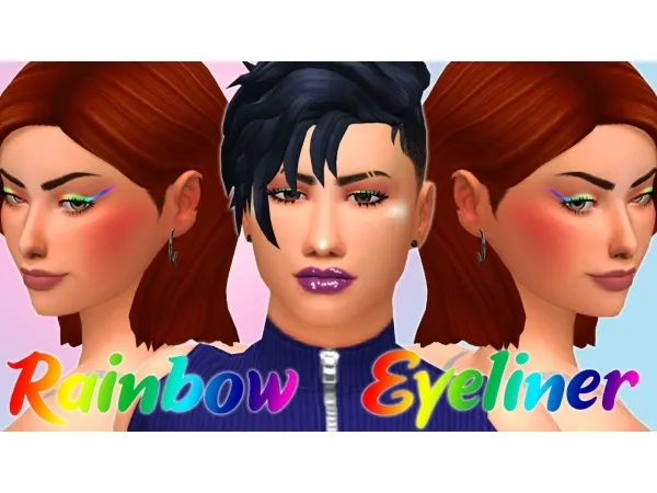 Alpha Rainbow Eyeliner - The Sims 4 Custom Content