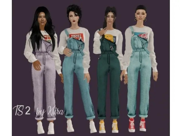 [Newen] Sims4 Denim OverallsSweatshirts by aklira - The Sims 2 Custom Content