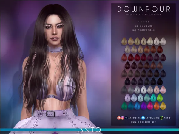 Alpha Downpour Hairstyle - The Sims 4 Custom Content