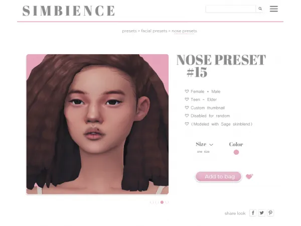 Maxis Match Nose preset 15 by simbience - The Sims 4 Custom Content