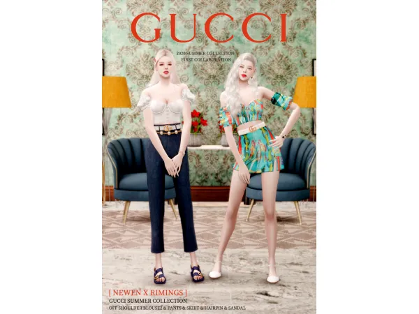 Alpha [NEWEN X RIMINGS] GUCCI SUMMER COLLABORATION part 1 by simsfinds - The Sims 4 Custom Content