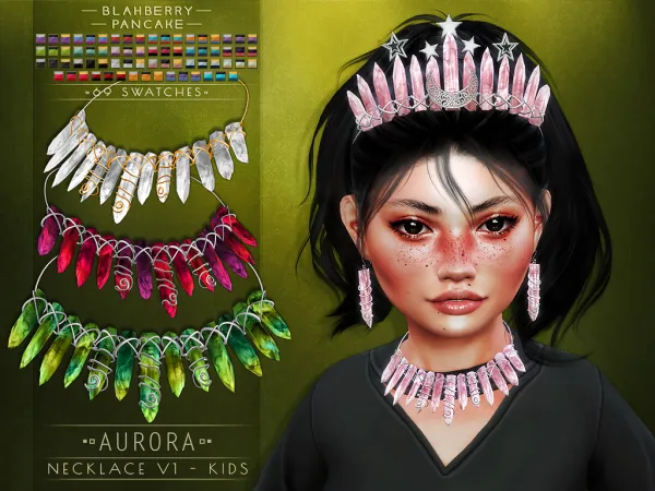 Alpha Blahberry Pancake Aurora Necklace V1 KIDS by blahberry-pancake - The Sims 4 Custom Content