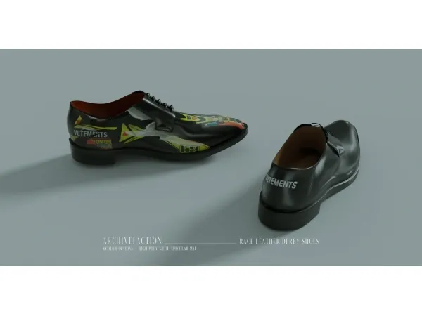Alpha Archivefaction Race leather derby shoes - The Sims 4 Custom Content