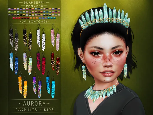 Alpha Blahberry Pancake Aurora Earrings KIDS by blahberry-pancake - The Sims 4 custom content