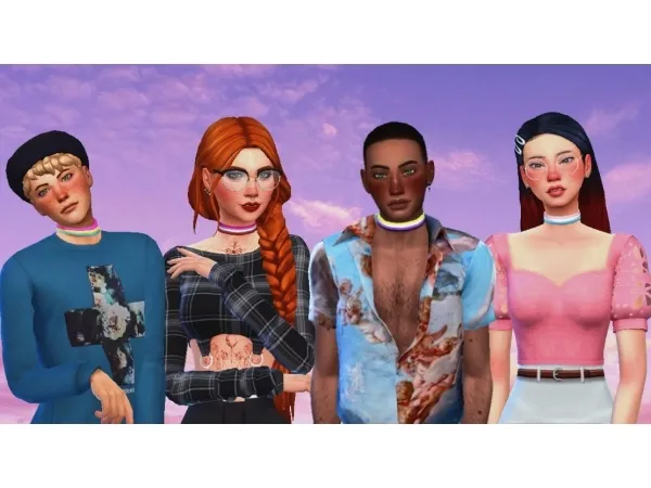 Maxis Match Pride Choker simmer by nekochan - The Sims 4 Custom Content