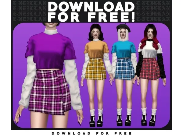 Mathilda Top and Nostalgic Skirt neillan by e - The Sims 2 Custom Content