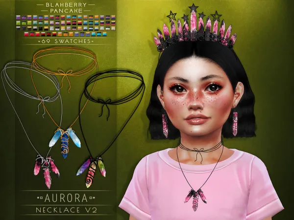 Alpha Blahberry Pancake Aurora Necklace V2 KIDS by blahberry-pancake - The Sims 4 custom content