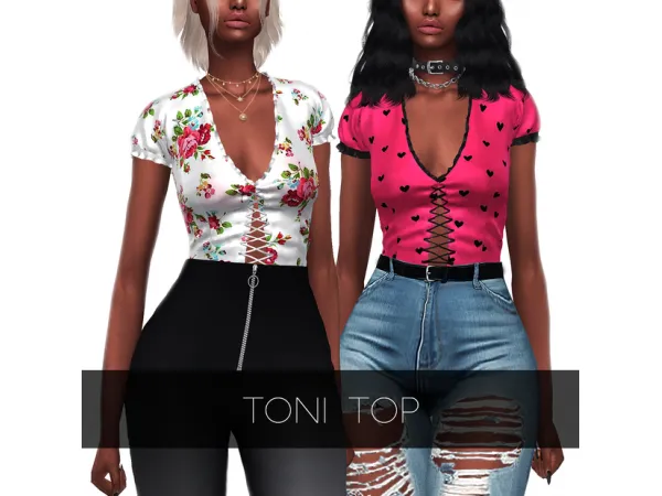 Alpha TONI TOP by kenzarsims - The Sims 4 Custom Content