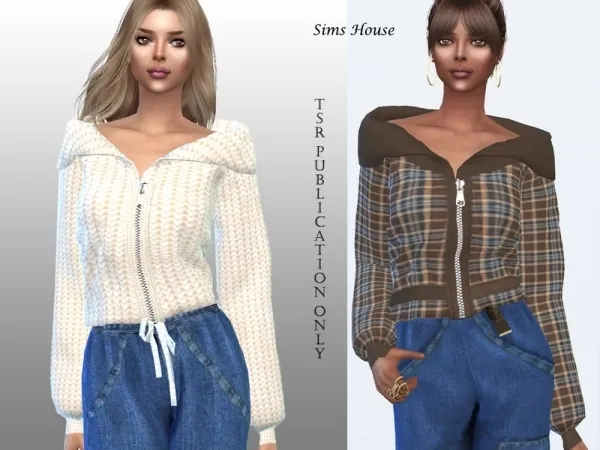 Alpha Sims House's Women's jacket with a zipper - The Sims 4 Custom Content