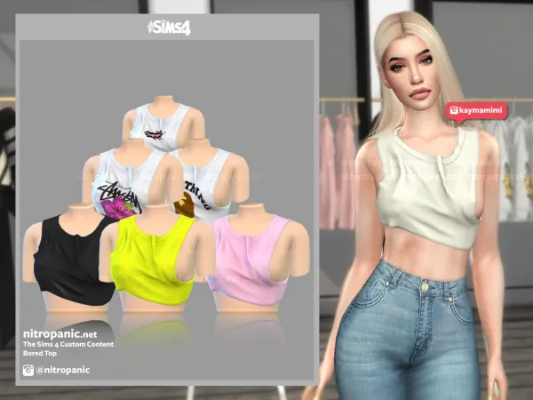 Alpha Bored Top by nitropanic - The Sims 4 Custom Content