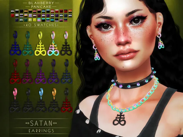 Alpha Blahberry Pancake Satan Earrings - The Sims 4 Custom Content