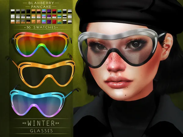 Alpha Blahberry Pancake Winter Glasses - The Sims 4 Custom Content