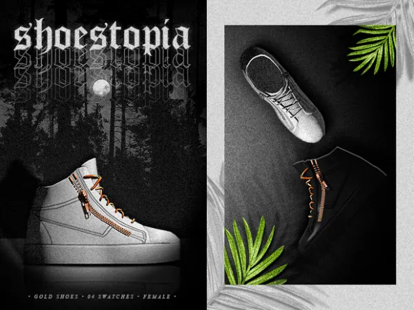 Alpha shoestopia gold shoes by shoestopia - The Sims 4 custom content